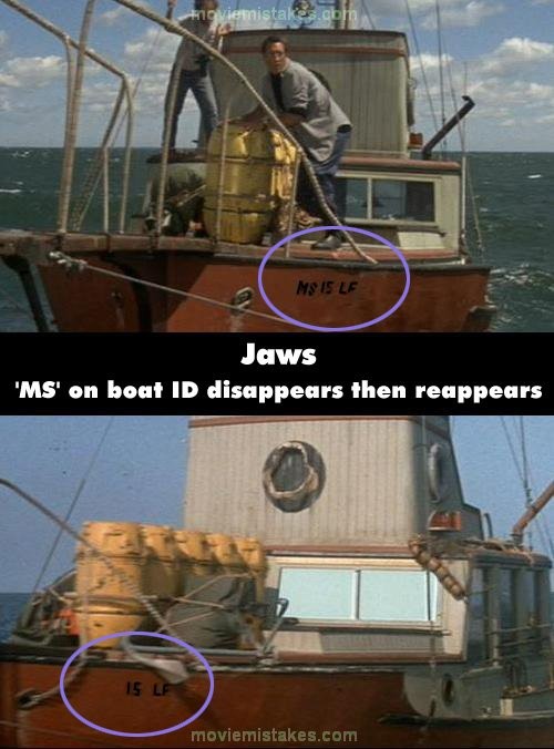 Phim Jaws, chữ “MS” trên thuyền biến mất rồi lại xuất hiện